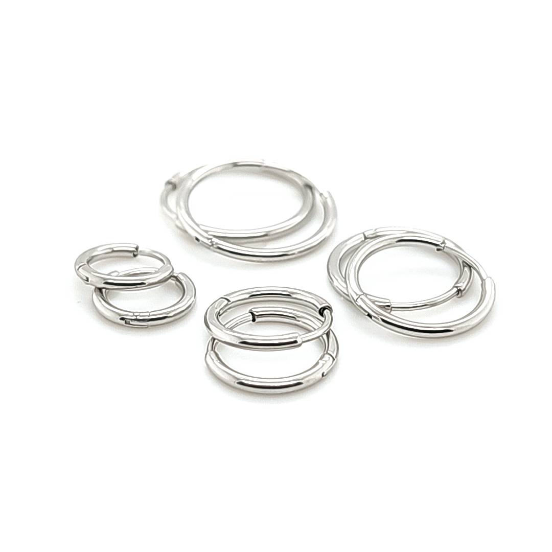 1.2mm Thin Round Hoop Earring- 316L S. Steel