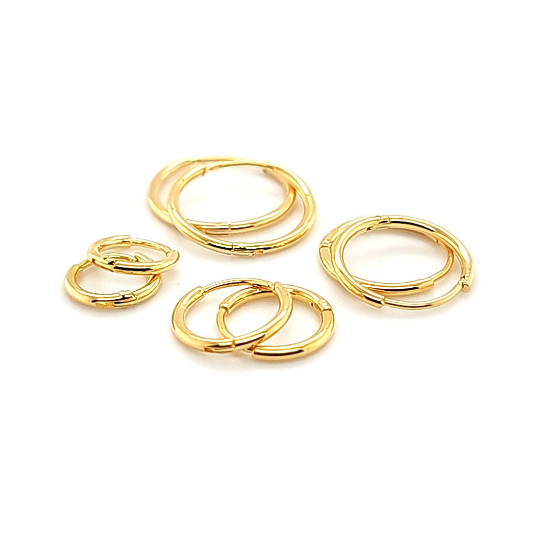 1.2mm Thin Round Hoop Earring- Gold Steel