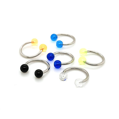 16G Acrylic 3/8" CBB Horseshoe-UV Ball 4mm