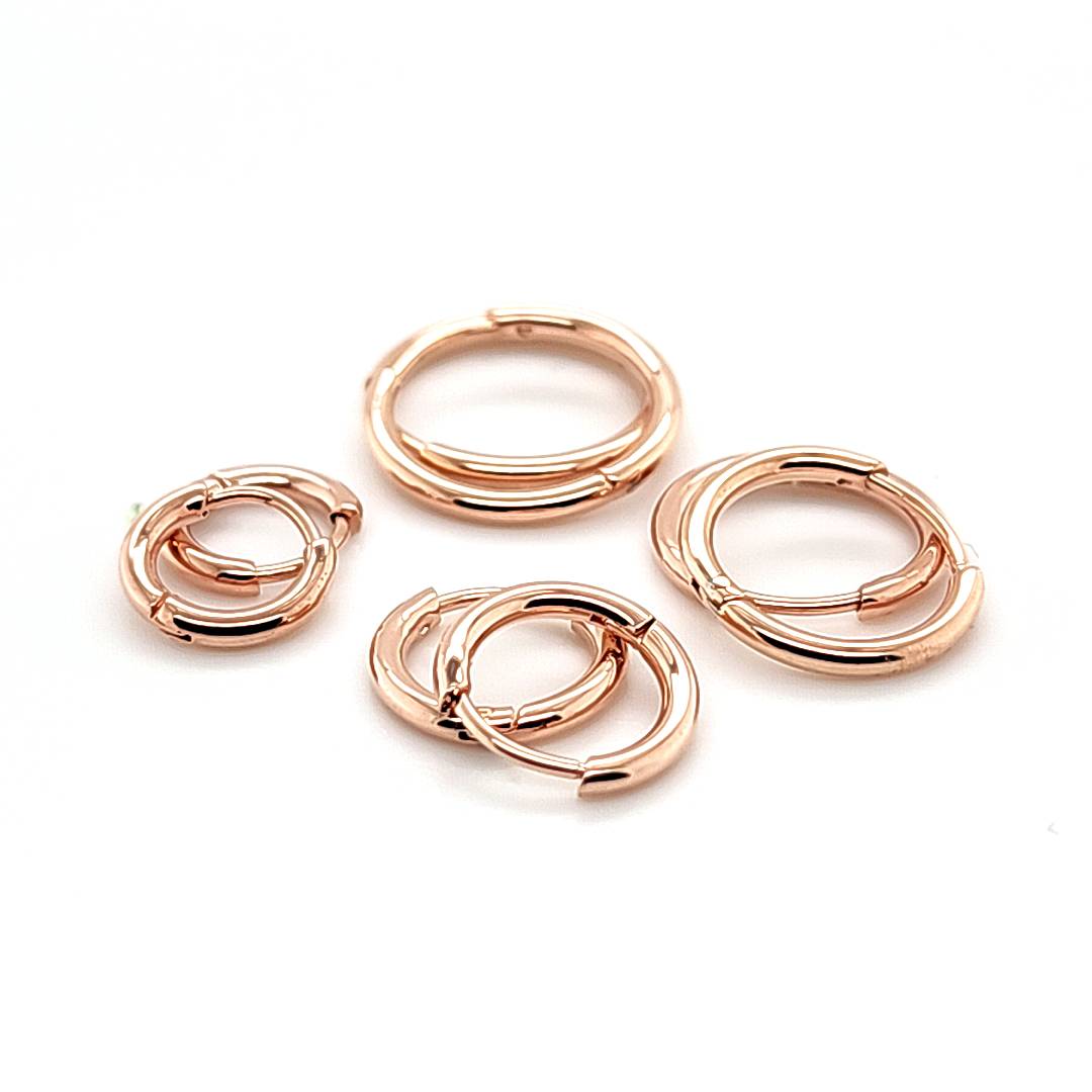 1.6mm Thin Round Hoop Earring- Rose Gold Steel