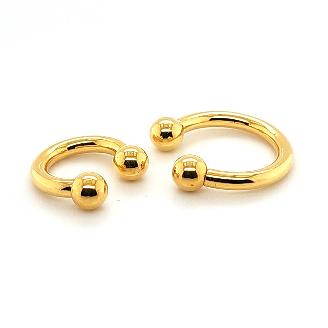 10G CBB Horseshoe, Ball-Gold Steel