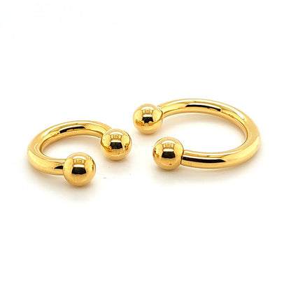 10G CBB Horseshoe, Ball-Gold Steel