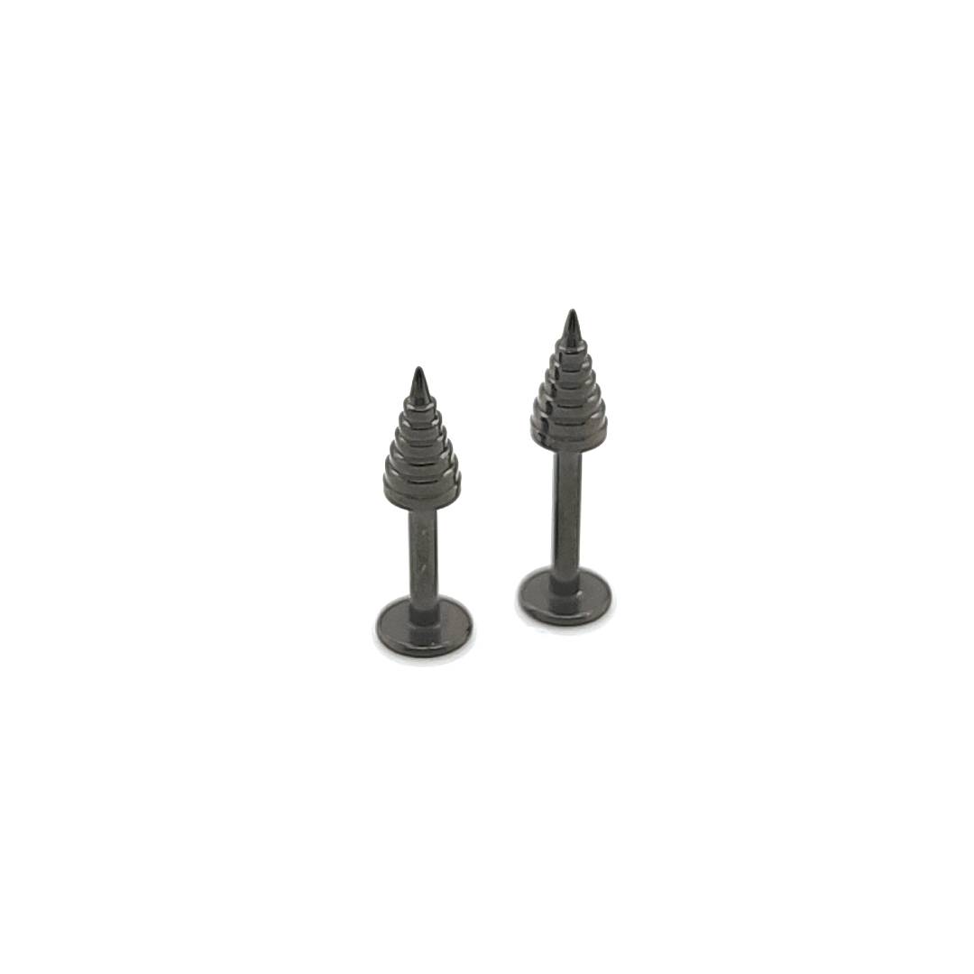14G Labret, Tree Cone 1-Black Steel