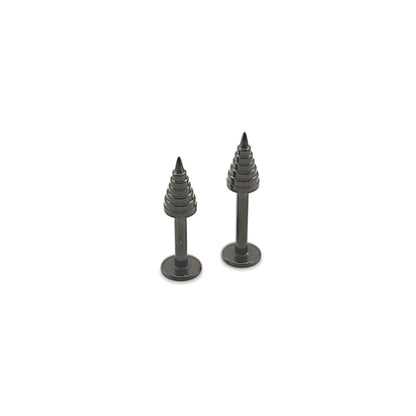 14G Labret, Tree Cone 1-Black Steel