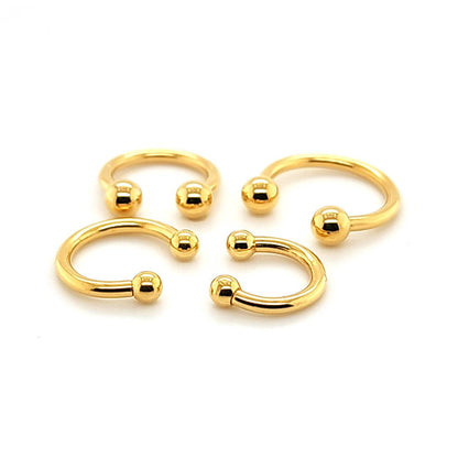 14G CBB Horseshoe, Ball-Gold Steel