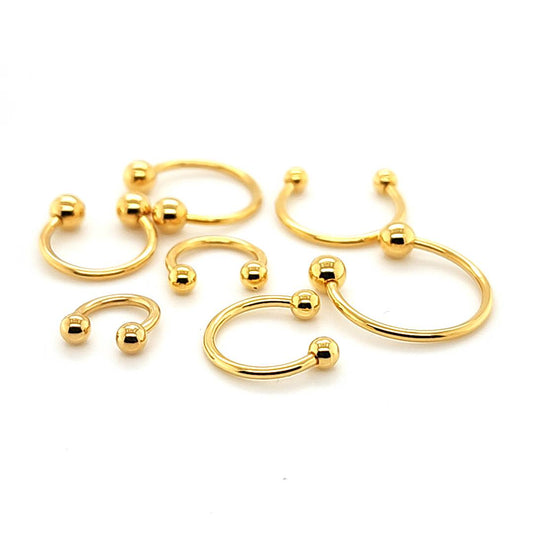 16G CBB Horseshoe, Ball-Gold steel