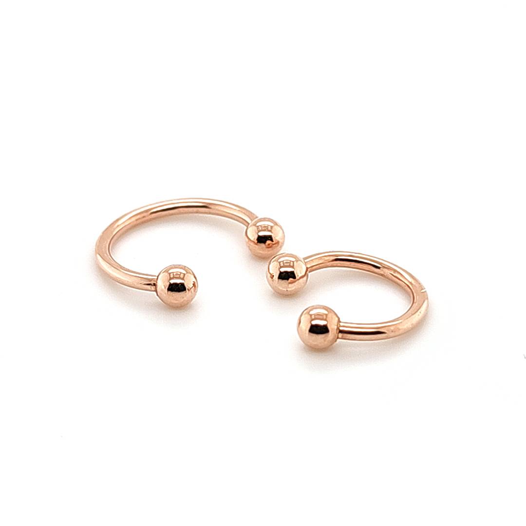 16G CBB Horseshoe, Ball-Rose Gold Steel