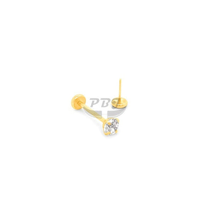 20G Gold/Rose Gold CZ set Back Push Labret-Gold Steel