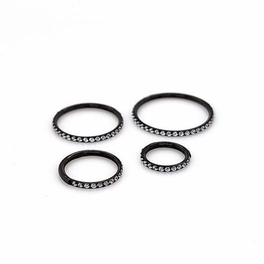 18G New CZ Hinged Segment Clicker, Side CZ- Black Steel