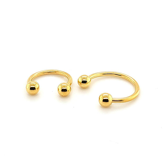 18G CBB Horseshoe, 3mm Ball-Gold Steel