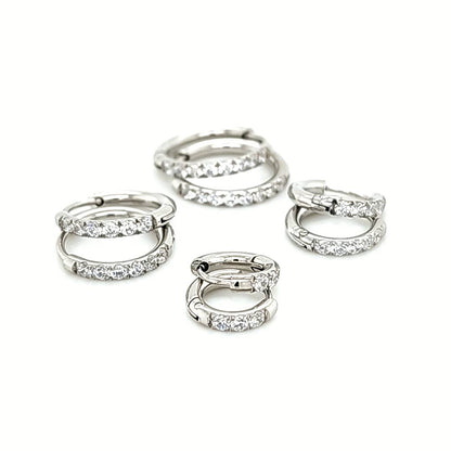 2.0mm CZ Thin Round Hoop Earring- 316L S. Steel