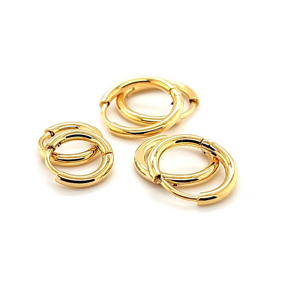 2.0mm Thin Round Hoop Earring- Gold Steel