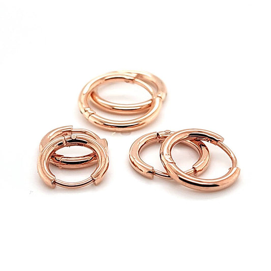 2.0mm Thin Round Hoop Earring- Rose Gold Steel