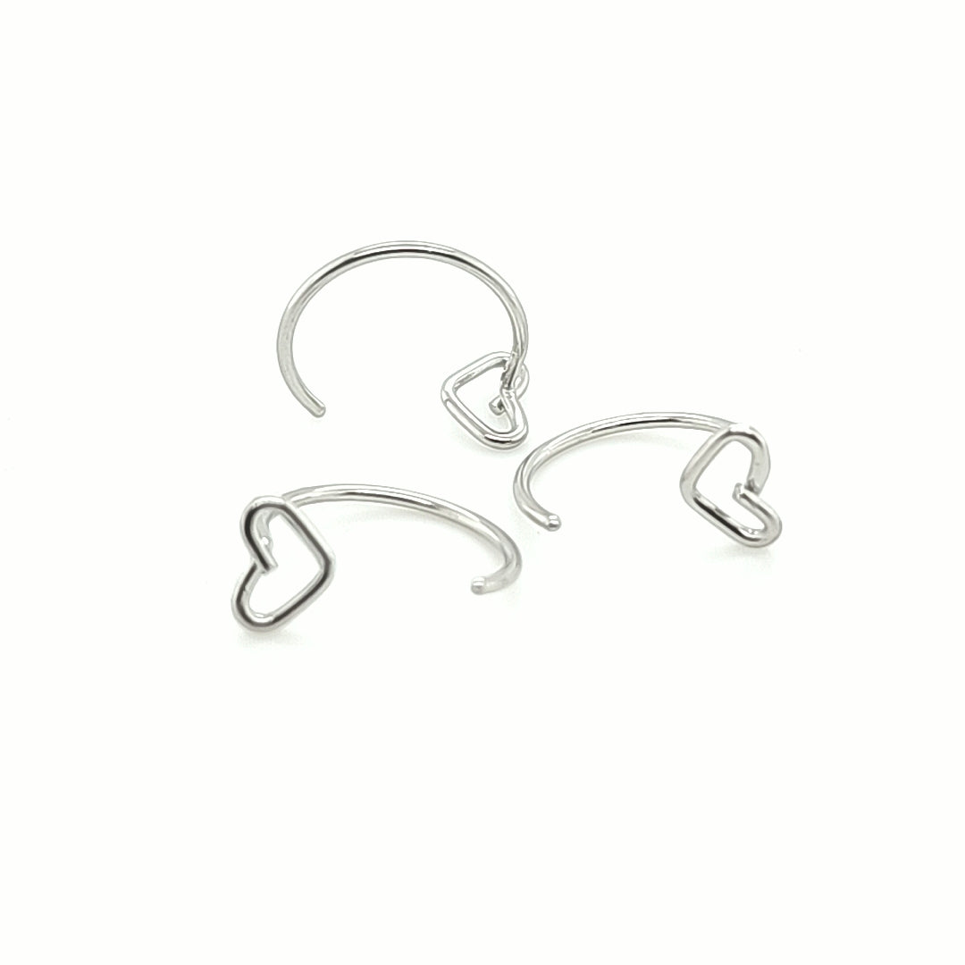 20G Nose Hoop, Heart Flexible-316L S. Steel