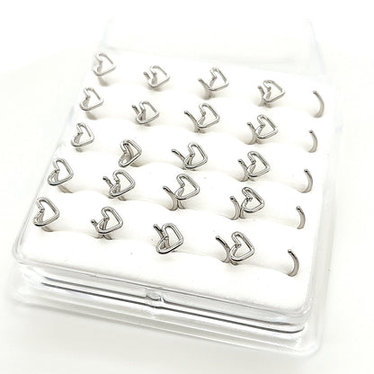 20G Nose Hoop, Heart Flexible-316L S. Steel