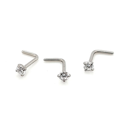 20G Nose L-Shape, CZ Set -316L S. Steel