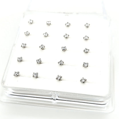 20G Nose L-Shape, CZ Set -316L S. Steel