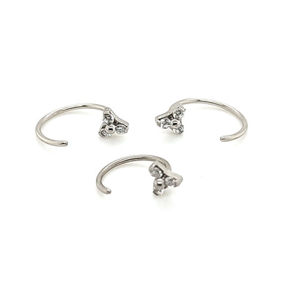 20G Nose Hoop, Trinity CZ Set Flexible-316L S. Steel