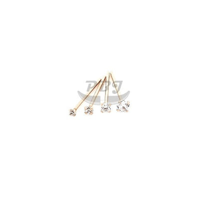 20G Nose Stud, CZ Prong Set Fishtail-Gold Steel & Rose Gold
