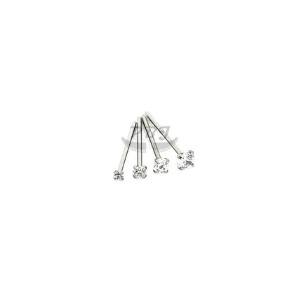 20G Nose Stud, CZ Prong Set Fishtail-316L S. Steel