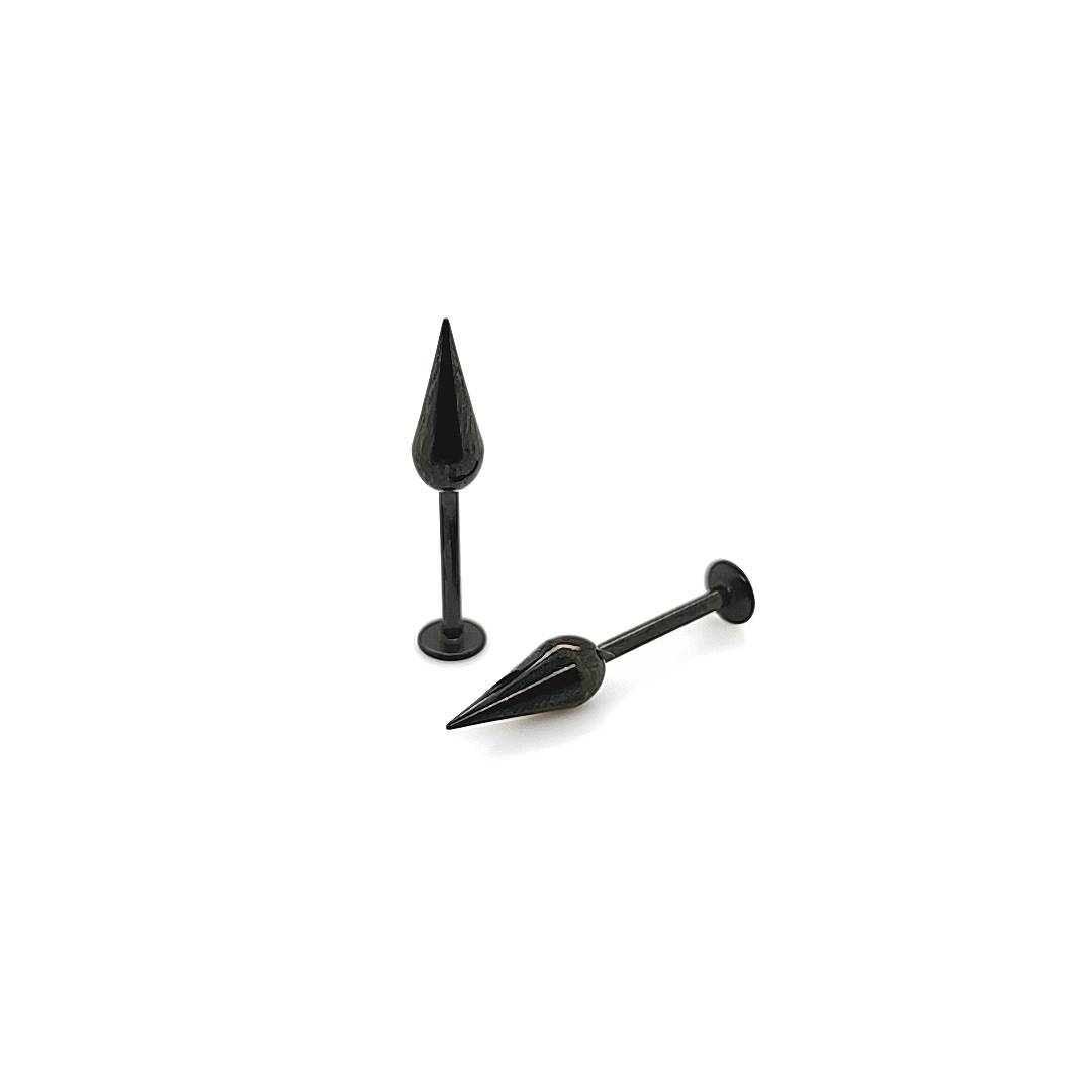16G Tear Drop Labret, Cone-Black Steel