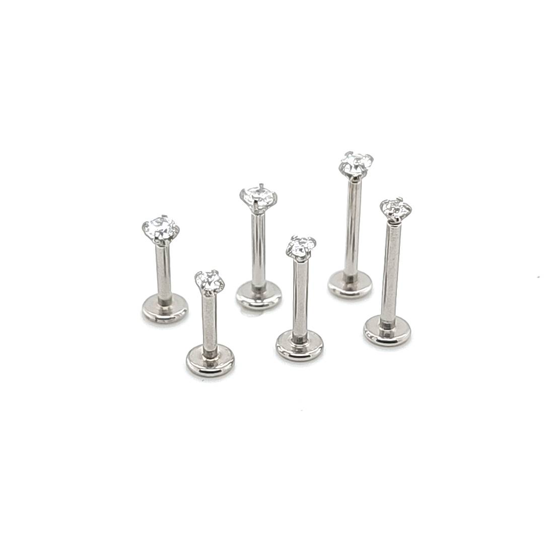 16G Labret, Round CZ Set-316L S. Steel