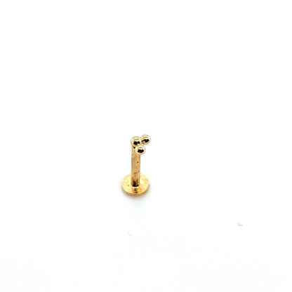 14K Gold- 18g Mini 3 Ball Cluster Labret