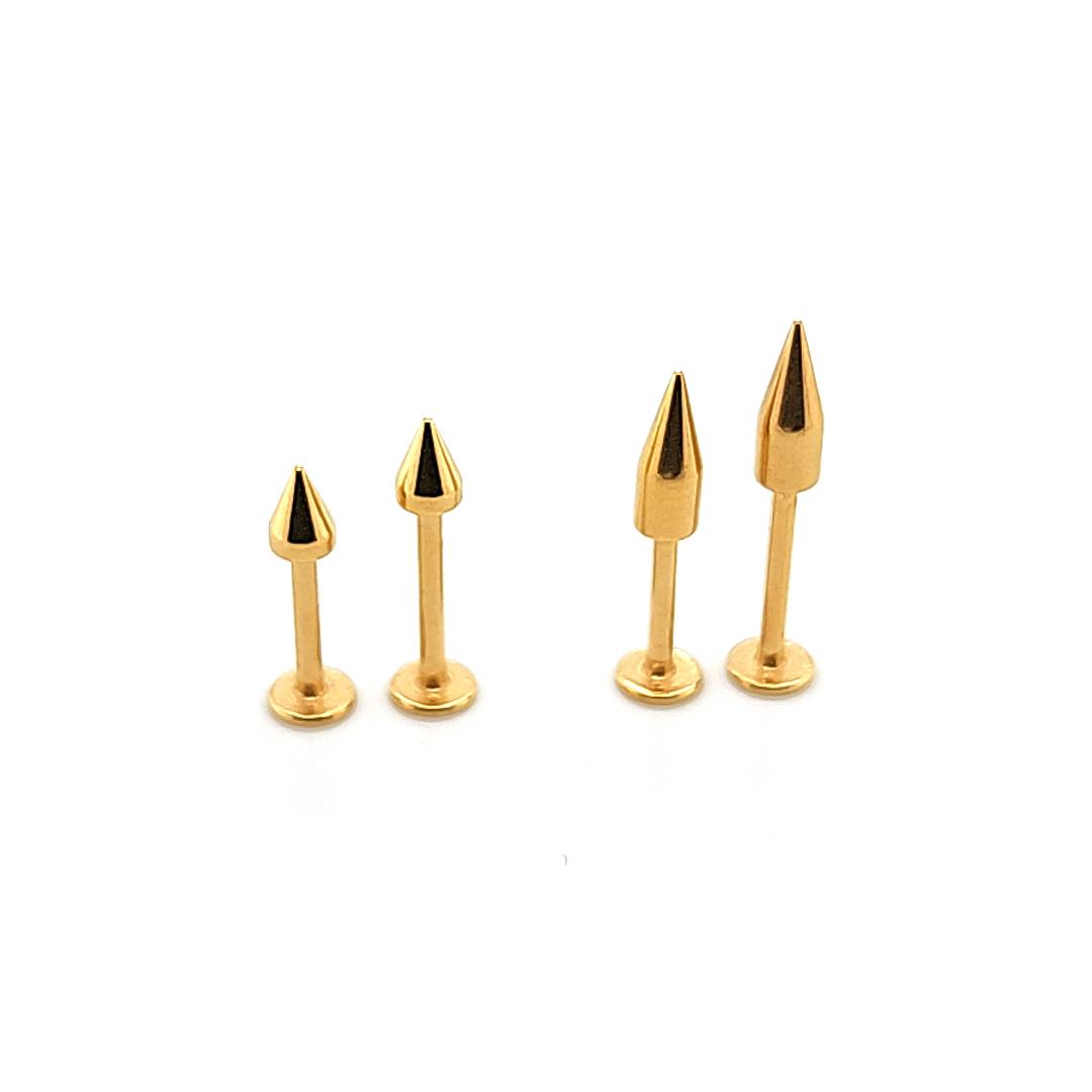 16G Labret, Small Spike-Gold Steel