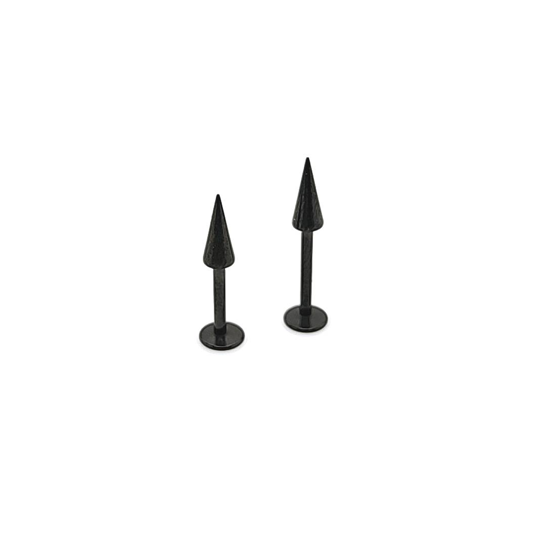 16G Labret, Long Cone- Black Steel