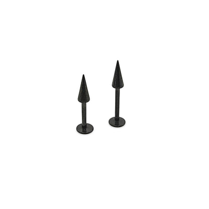 16G Labret, Long Cone- Black Steel