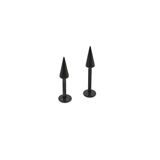 16G Labret, Long Cone- Black Steel