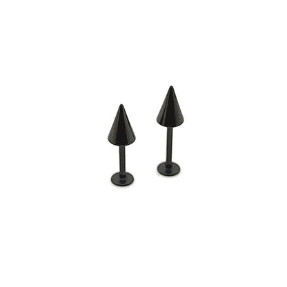 16G Labret, Long Cone- Black Steel