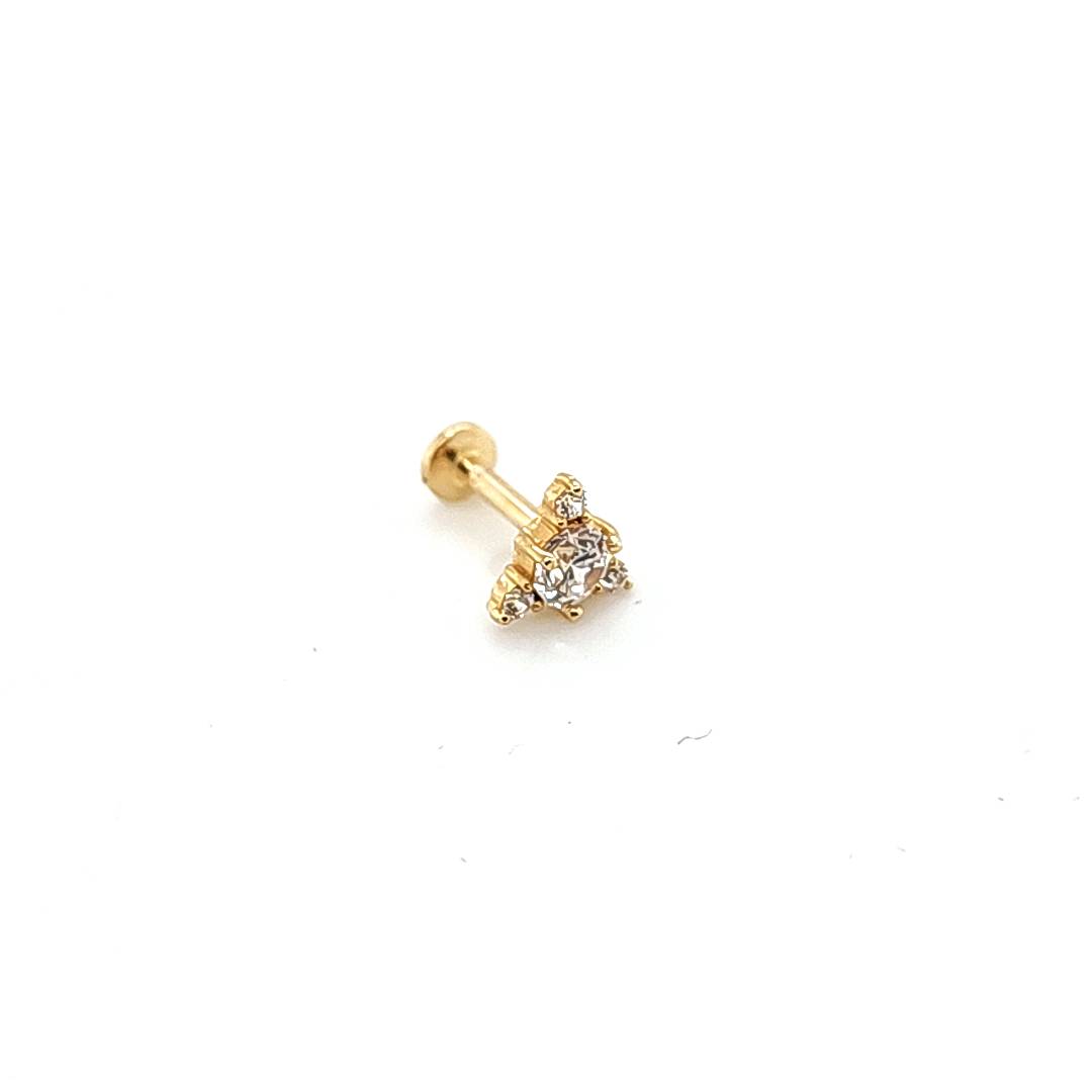 14K Gold- 18g/16g CZ Triangle Labret