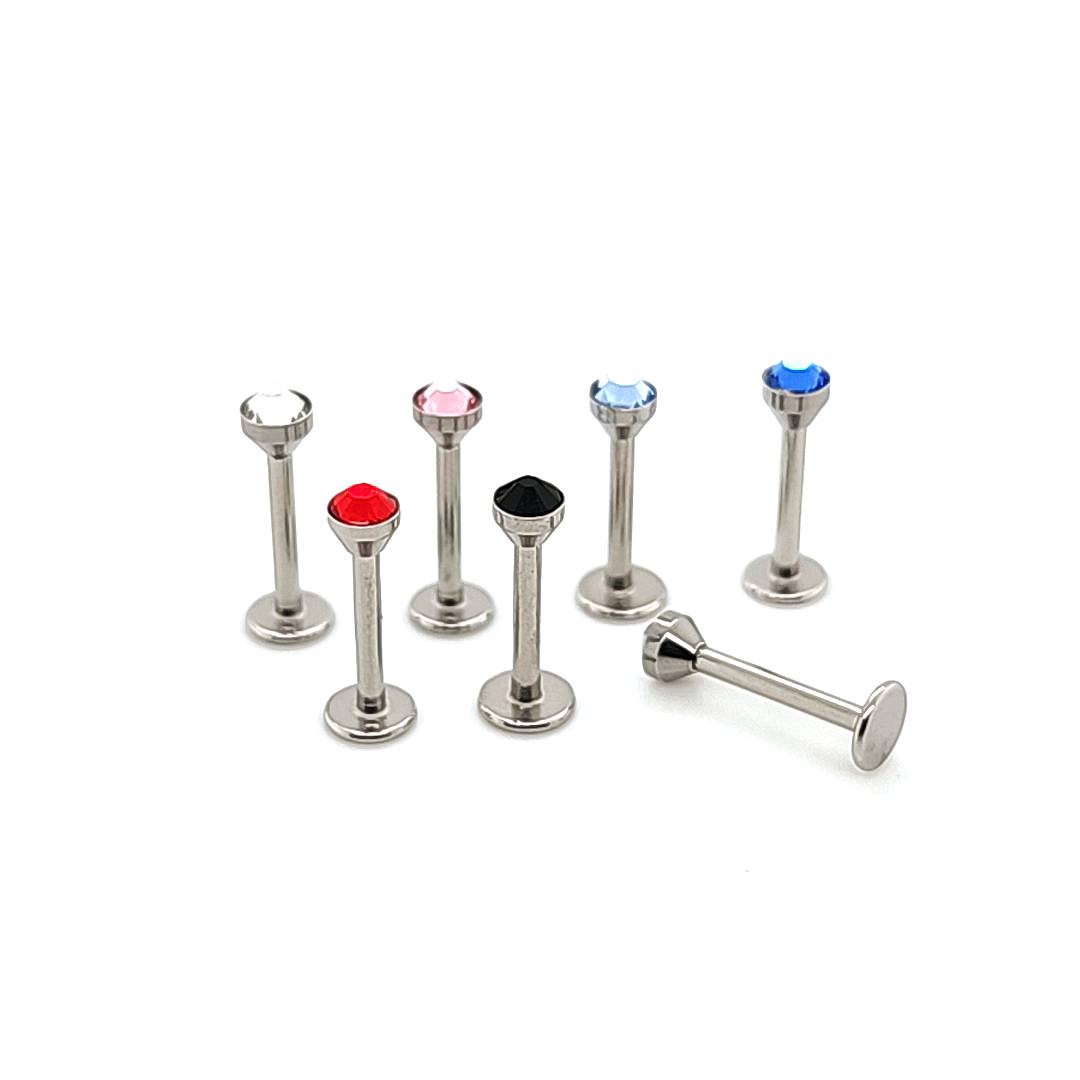 16G Labret, Chin Big Gem- 316L S. Steel