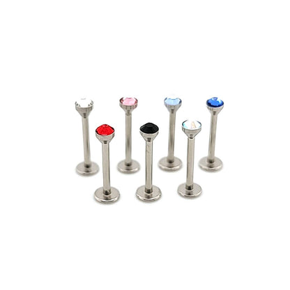 16G Labret, Chin Big Gem- 316L S. Steel