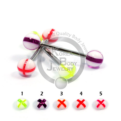 14G Acrylic Barbell-Glitter Melon