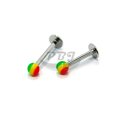 16G Acrylic Labret- Rasta