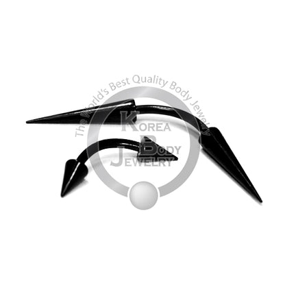 16G Long Cone Eyebrow-Black Steel