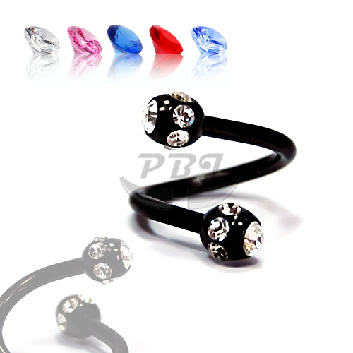 16G Twister, Multi Stone-Black Steel