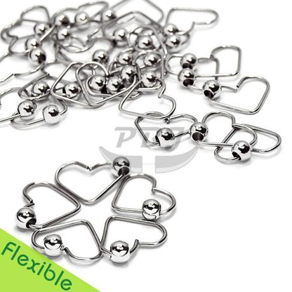 Heart Flexible Hoop w/Ball 18G, 4pcs/pack Price-316L S. Steel