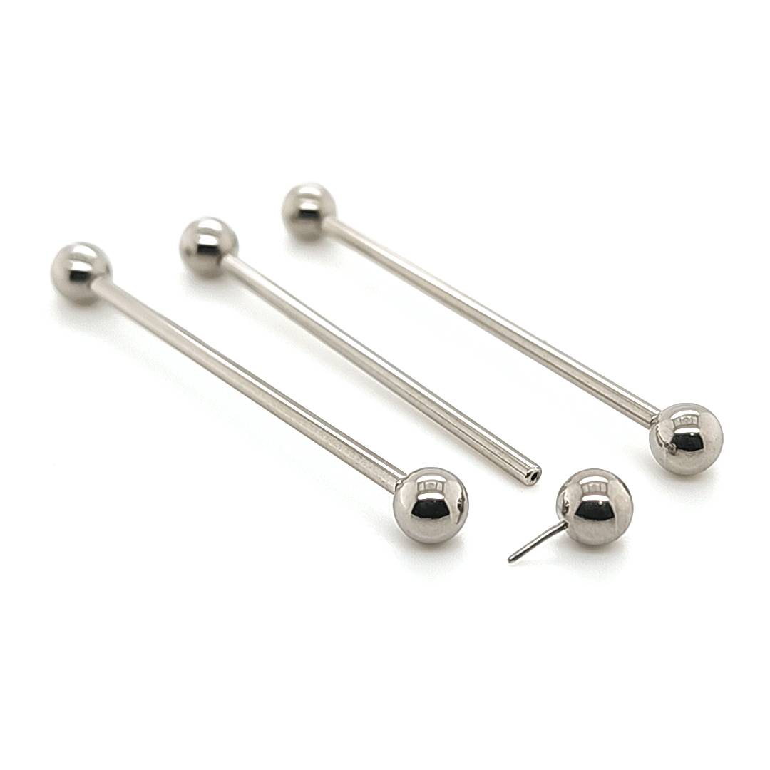 1.6mm(14G) Industrial Both Push Threadless Barbell - 316L S. Steel