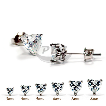 Heart Clear CZ Earring -White Gold