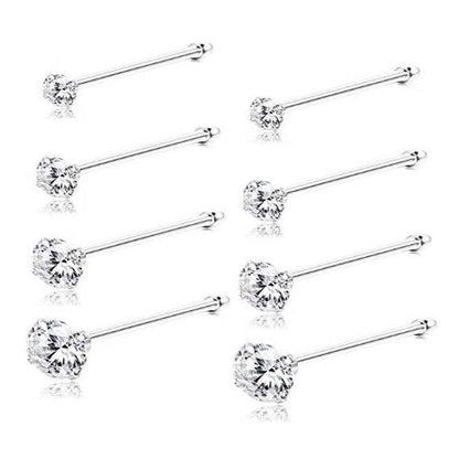 22G Nose Stud, Ball End CZ Prong Set- 316L S.Steel