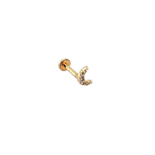 14k Gold- 18g Mini Cz Moon Labret