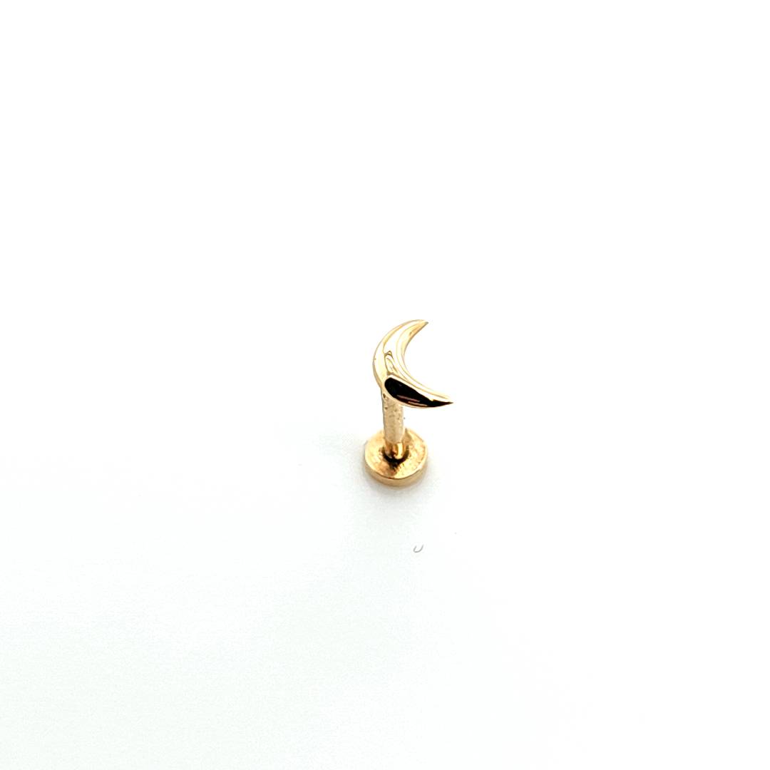 14K Gold- 18g Mini Plain Moon Labret