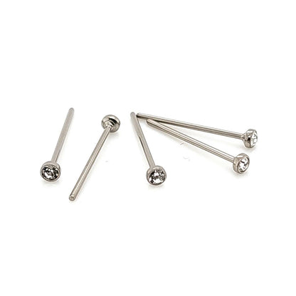 20G/18G Jeweled Nose Stud, Fishtail- F136 Titanium