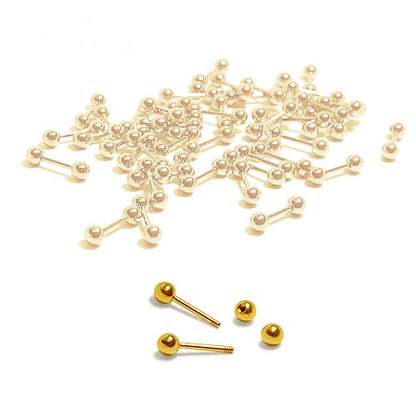 18G Gold Micro Ball Gold Barbell-Gold Steel