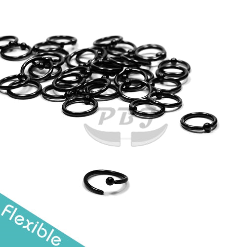 16G Ball Fixed Flexible Hoop-Black Steel