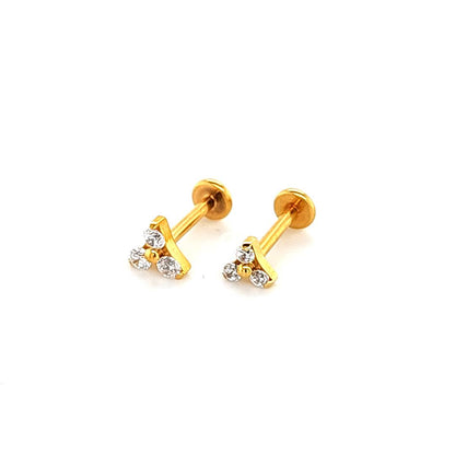 18g/16g Labret- Casting Trintiy CZ- Gold Steel