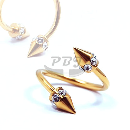 16G Twister, Multi Stone, Cone-Gold Steel